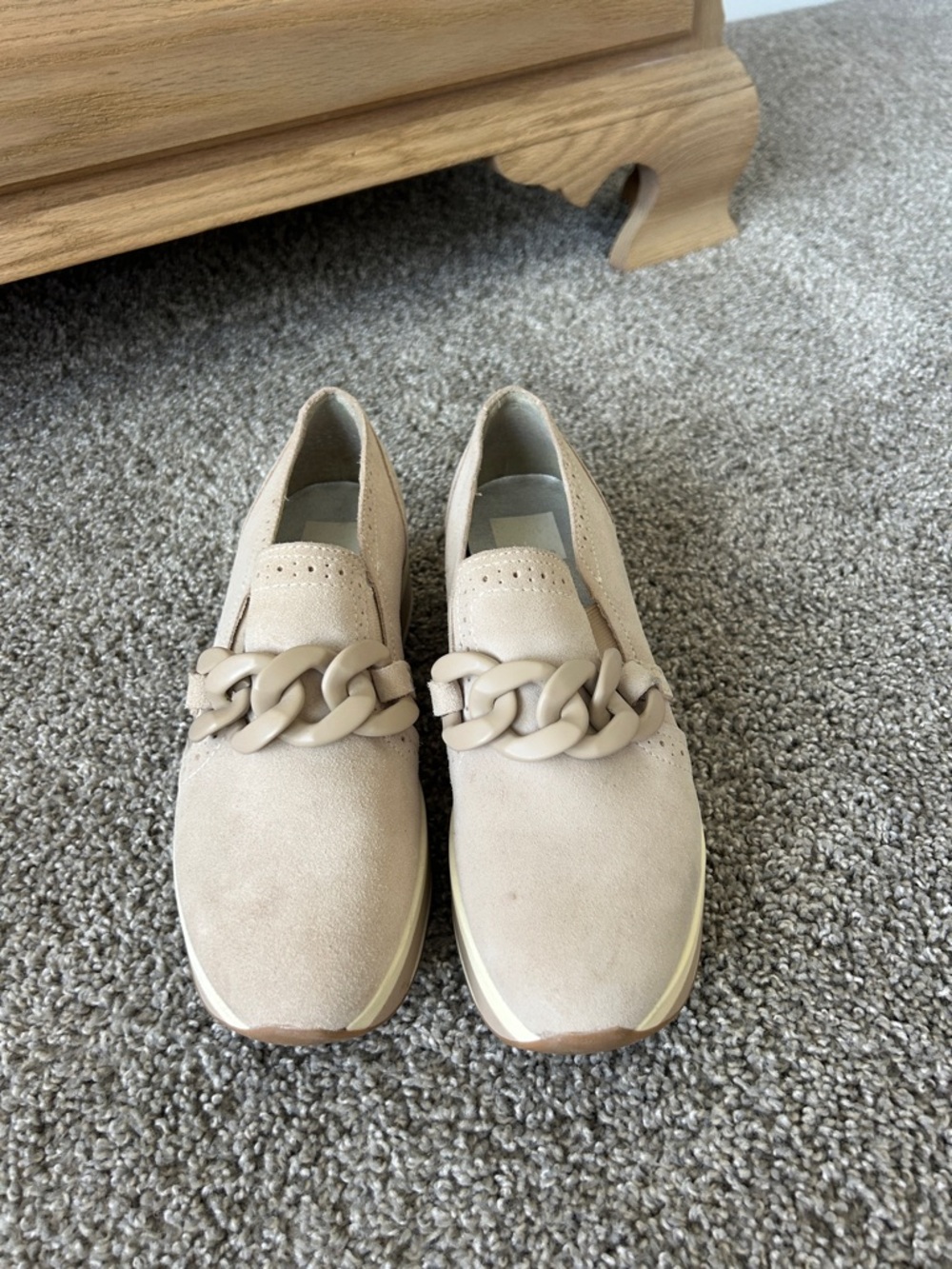 Dolce Vita Beige Chain-Trim Slip-On Sneakers